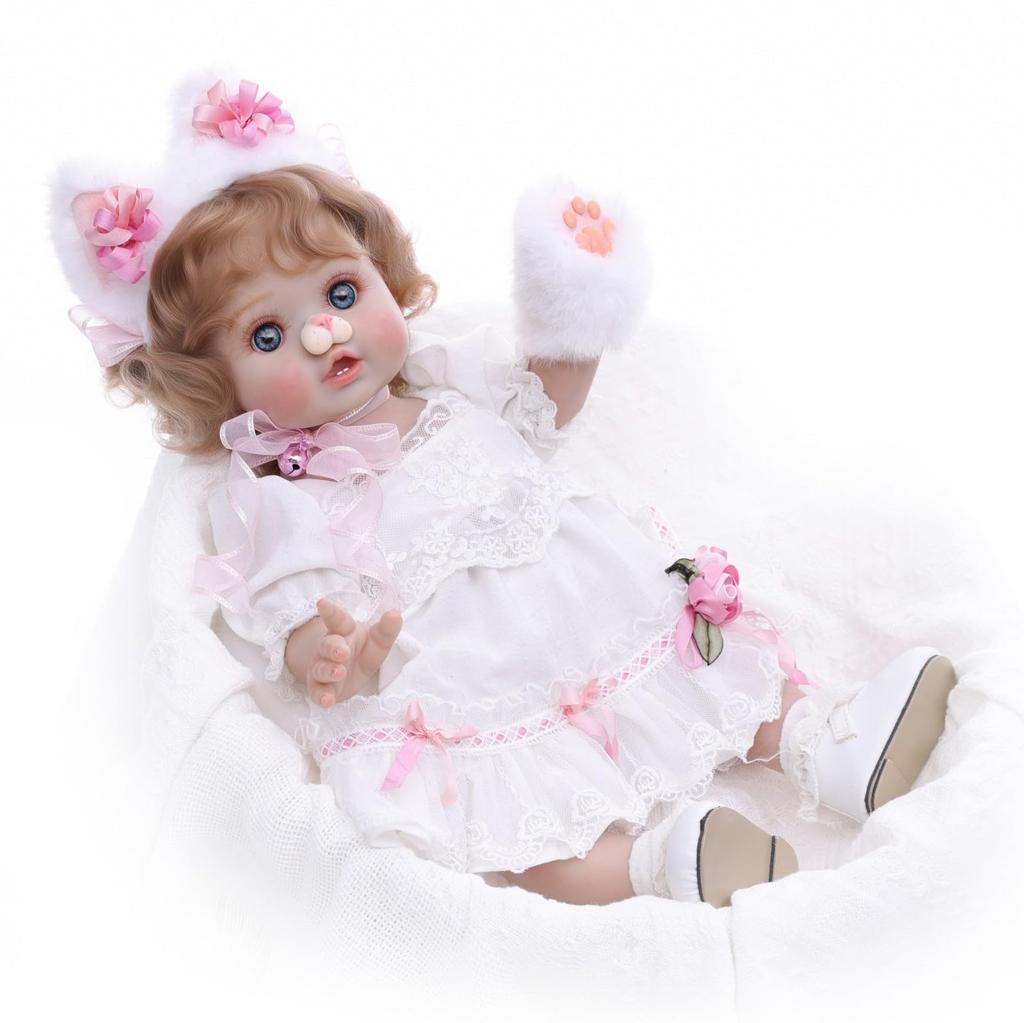Cloveray 45cm Blue Eyes Reborn Baby Doll with Changeable Cute Vinyl Doll Birthday Gift 18-inch Clothes, Toy, (Name Elowen)