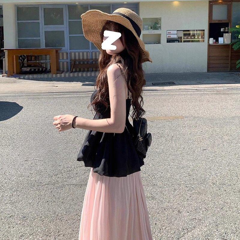 Women's Summer Iridescent Purple Elastic Waist A-Line Maxi Skirt - Draped Flowy Silhouette with High-Waist Slim Fit