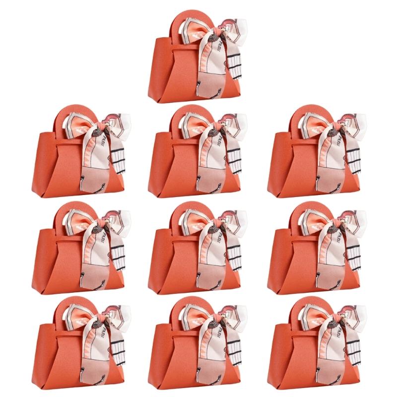 10 Pieces Stylish Leather Packaging Box Leather Travel Bag Small Candy Bag PU Storage Box for Jewelry and Small Item