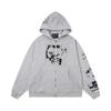 Mens Oversized Streetwear Hoodie With Distressed Zipper Graphic Print Cotton Long Sleeve Pullover Casual Wear