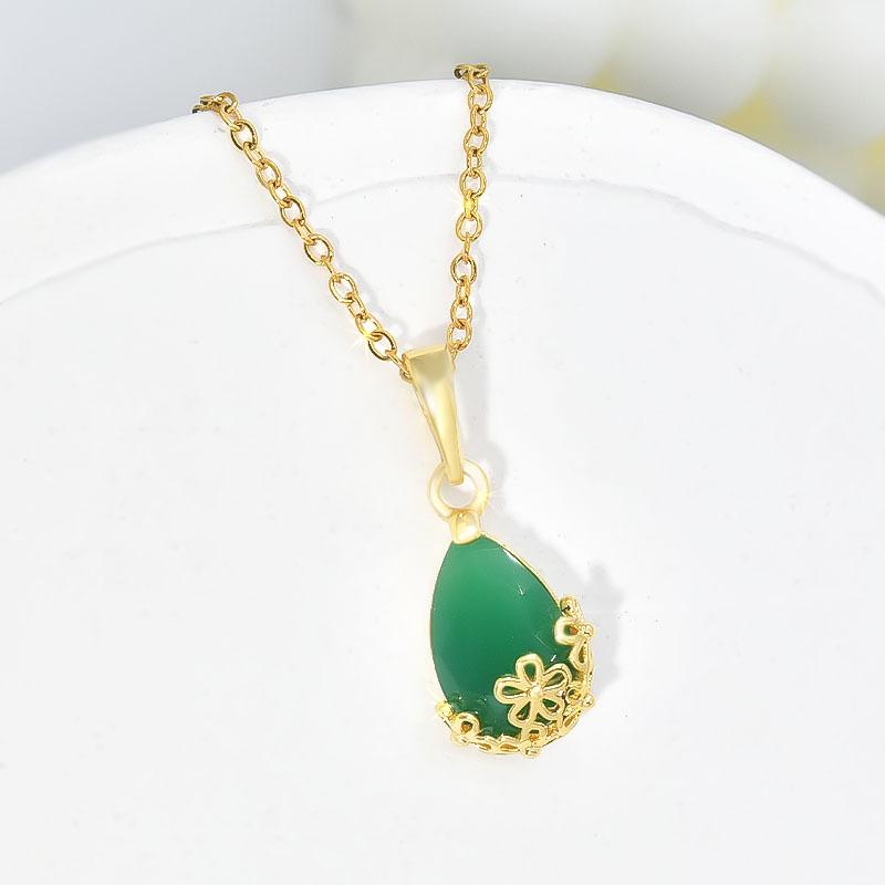 Star Same Water Drop Necklace Female Court Retro Personalized Inlaid Crystal Pendant Collarbone Chain Jewelry