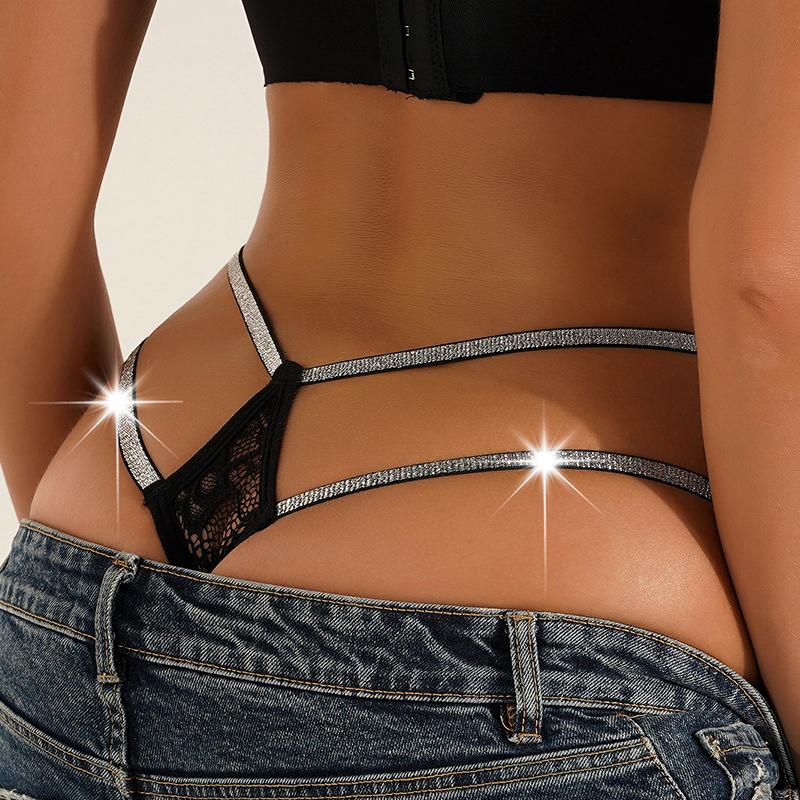 New Double Strap Low Waist Thong Sexy Lace Transparent Panties Women Sexy Lingerie Breathable G-string Underwear Sensual