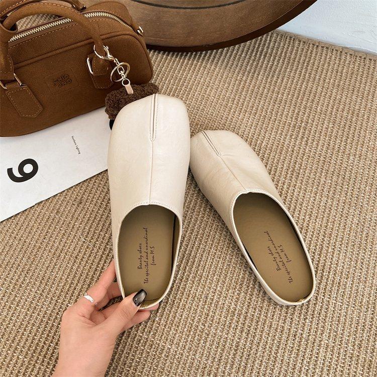 Brown Retro Pig's Trotter Bag Head Half Slippers Women's Shoes Wear 2025 Spring and Summer Commuting Lazy Half Tray Evening Single Shoes