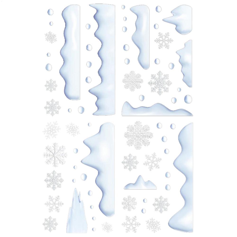 2025 Christmas Snow Window Decals 4Pcs/set PVC Snow And Ice Christmas Clings Snow Hanging Printed Glass Art Decals 20x30cm