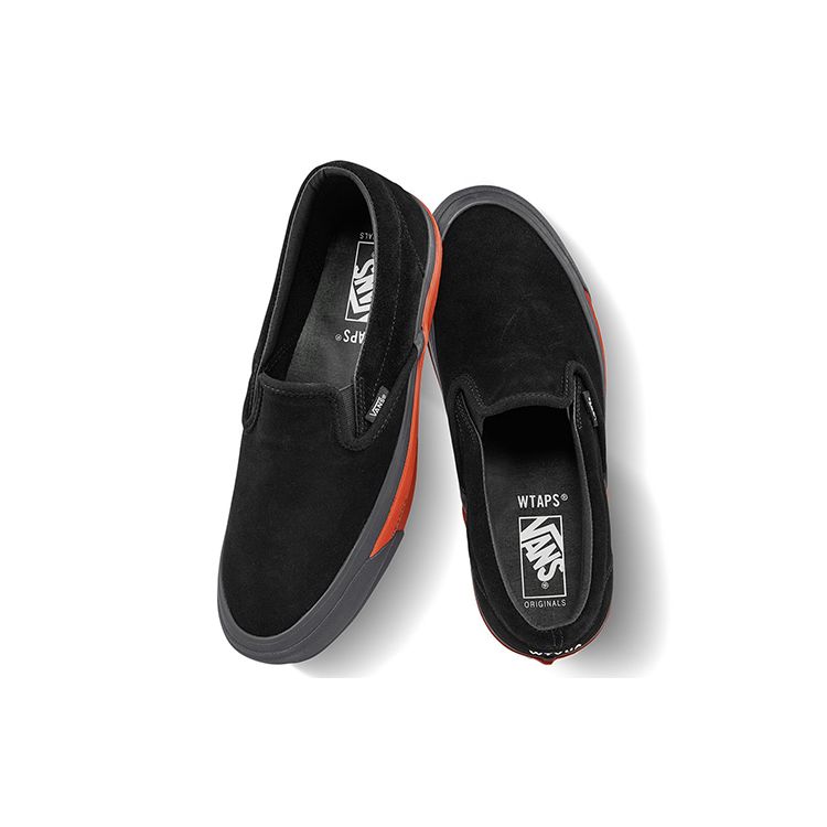 WTAPS x Vans Slip-On Series Lx Retro Casual Low-Top Skate Shoes Unisex Sneakers Black Orange VN0A45JK20E