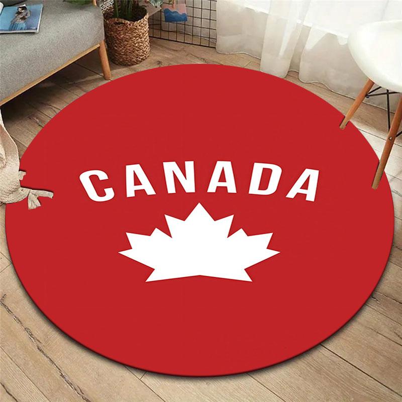 Canada Men's National Soccer Team Round Area Rug,Carpet Rug for Living Room Bedroom Sofa Playroom Decor,Non-slip Floor Mat