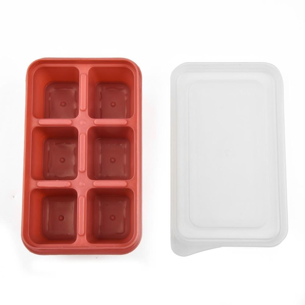 Safe and Odorless Silicone Ice Cube Tray with Cover 6 Cavity Ice Maker