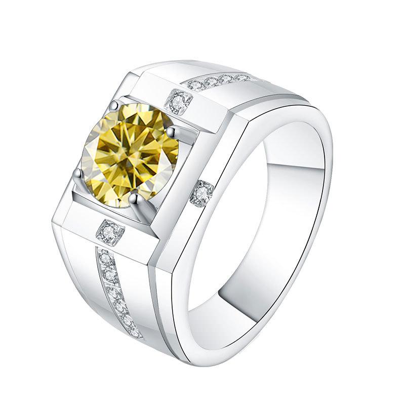 Luxury 1 Ct D Color Moissanite Diamond Ring S925 Sterling Silver Men's Jewelry For Wedding Engagement Gift Resizable