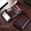 Portafoglio da Uomo Vintage in Pelle di Mucca, 12 Scomparti per Carte Multifunzione con 1 Finestra per Documenti, Tasca Portamonete con Zip, Protezione Blocco RFID Portafoglio in Vera Pelle