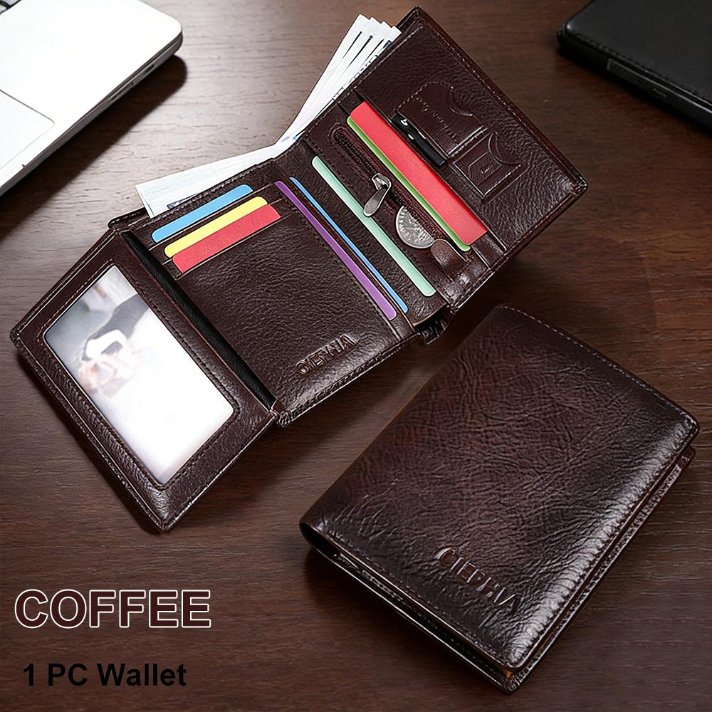 Portafoglio da Uomo Vintage in Pelle di Mucca, 12 Scomparti per Carte Multifunzione con 1 Finestra per Documenti, Tasca Portamonete con Zip, Protezione Blocco RFID Portafoglio in Vera Pelle
