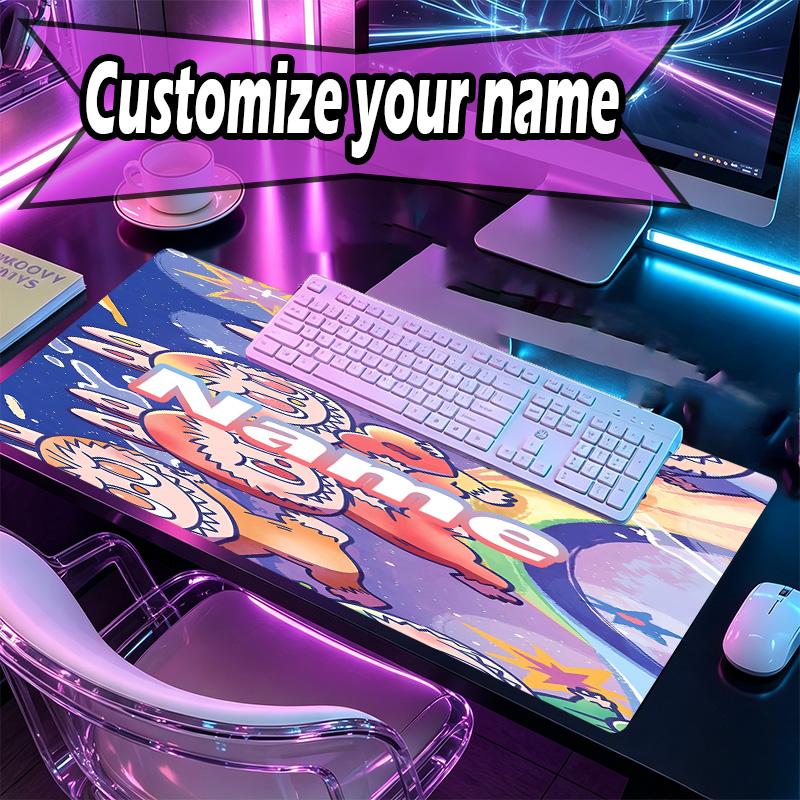 Custom Name Personalized Labubu Pattern Mousepad, Laptop PC Desk Mat, Decorative Desk Mat for Home Keyboard Pad Gift