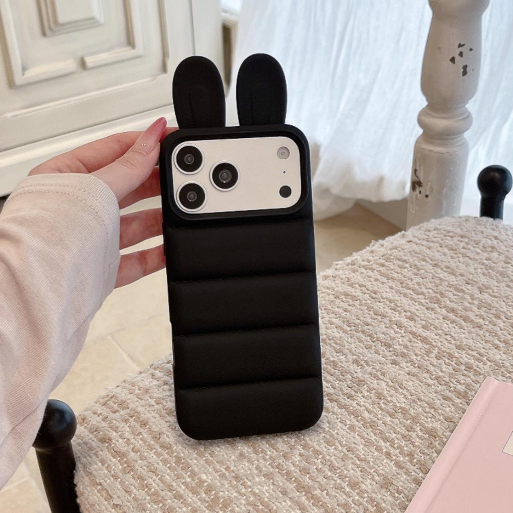 Solid Silicone Jacket with Rabbit Ears for iPhone 17 Pro Max and Apple 16 Pro - Drop-proof Case