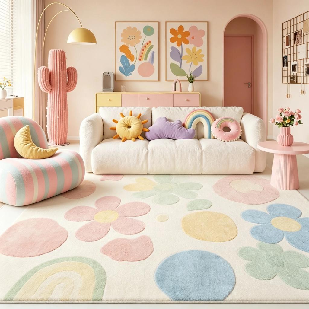 Cream Style Bedroom Decor Plush Carpet Large Area Carpets for Living Room Home Fluffy Soft Floor Mat Thicken Lounge Washable Rug