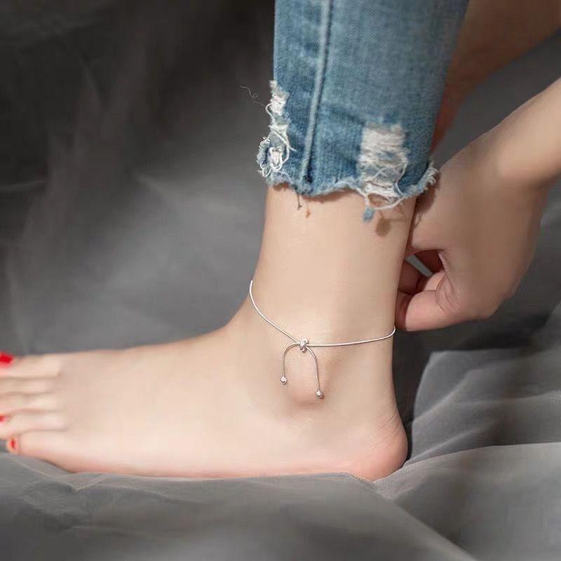 925 Sterling Silver Snake Chain Bow Knot Anklets Necklace Bracelet Adjustable Women Cute Accessories