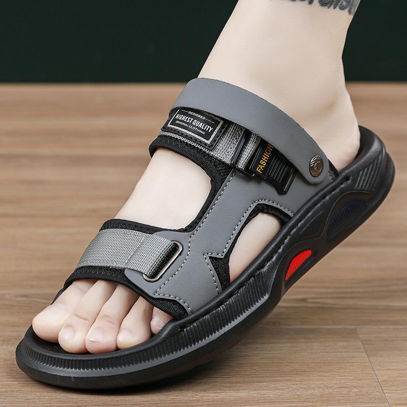 Sandały męskie codzienne buty plażowe męskie kapcie jeden but dwa sposoby noszenia lato nowe oddychające sandały płaskie buty