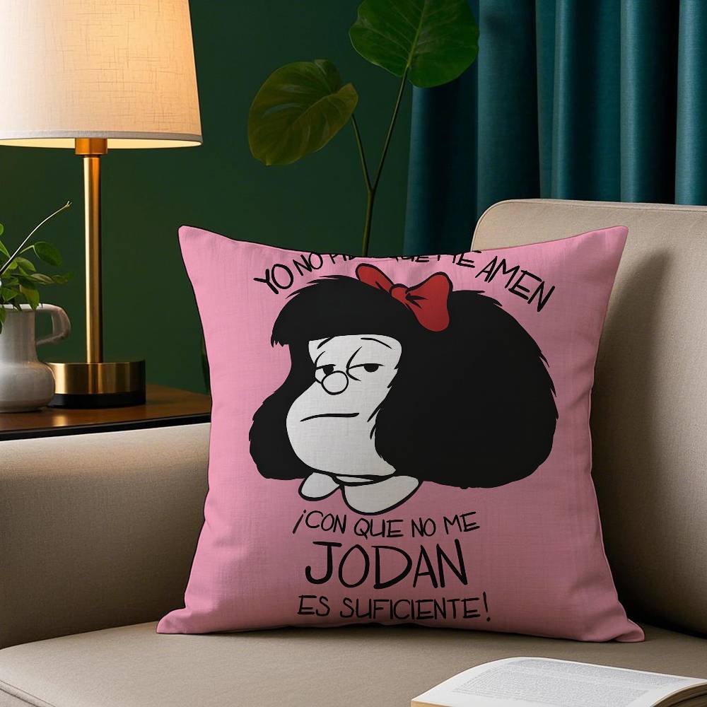 Cartoon M-Mafaldas Pillow Case Short Plush Print Cushion Cover Square Throw Pillow Covers Sofa Home Decor