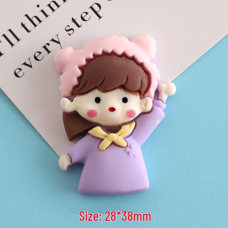 Large Cartoon Girl Resin Accessories for DIY: Phone Case, Hair Clip, Cup, Car Decoration, Storage Box Materials.