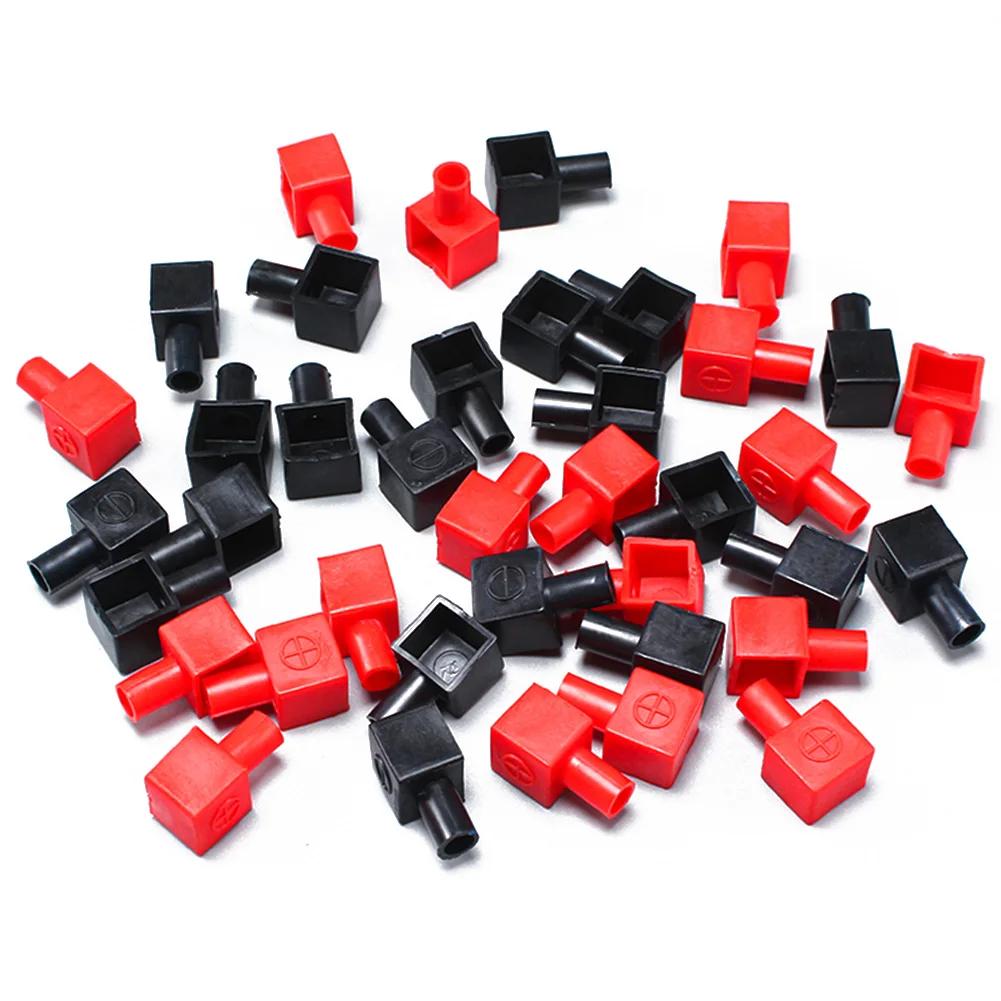 2Pcs Square Motorcycle Car Battery Terminals Rubber Covers Battery Terminals Protection Sleeve Positive Negative Pole Cover