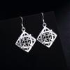 925 Sterling Silver Square Geometric Pendant Piercing Earrings Fashionable Wedding Jewelry