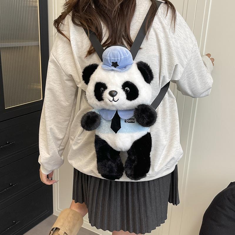 

Милый рюкзак с пандой и цветами, мультяшный детский рюкзак, легкая плюшевая сумка с куклой, подарок на день рождения для мальчиков и девочек небесно-голубой