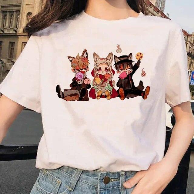 Toilet-Bound Hanako-kun Print T-Shirts Damen Harajuku Ullzang Mode T-Shirt 90er Grafik Lustiges Unisex T-Shirt Sommer Top Tee FeUnisex