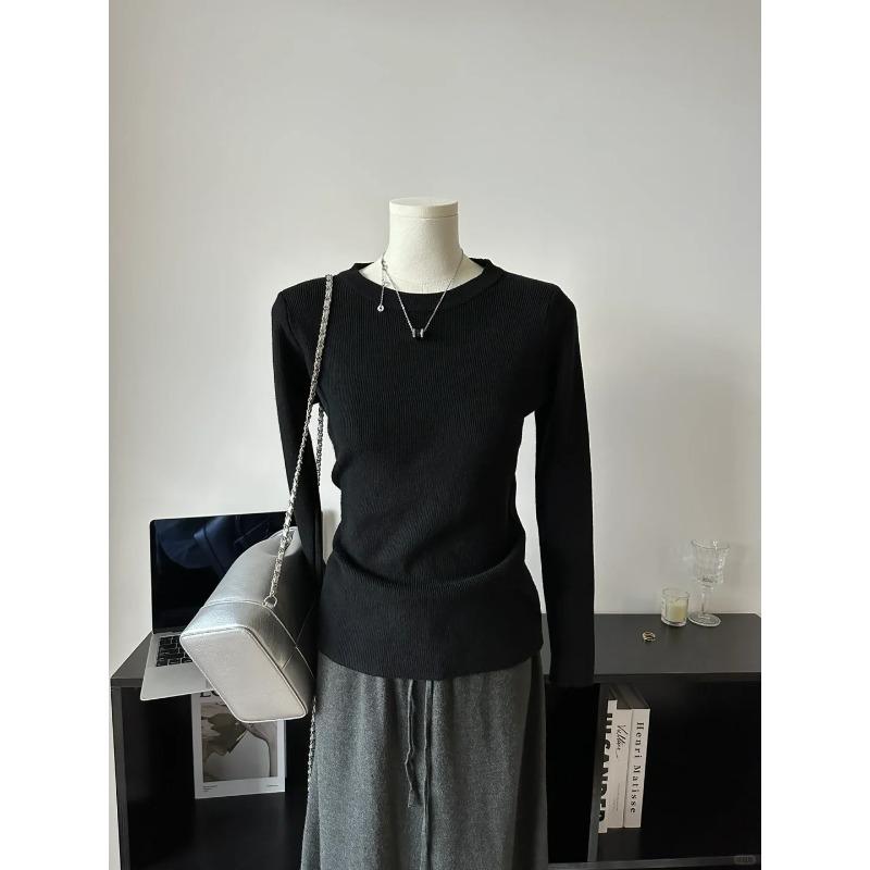 

Ruth Lazy Casual Crew Neck Shoulder Grey Sweater Bottom Shirt Women s Autumn Spice Girl Bottom Top L чёрный