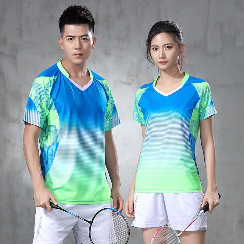 Quick Dry Short Sleeve Sport Shirt Set Men Women Badminton Table Tennis Volleyball