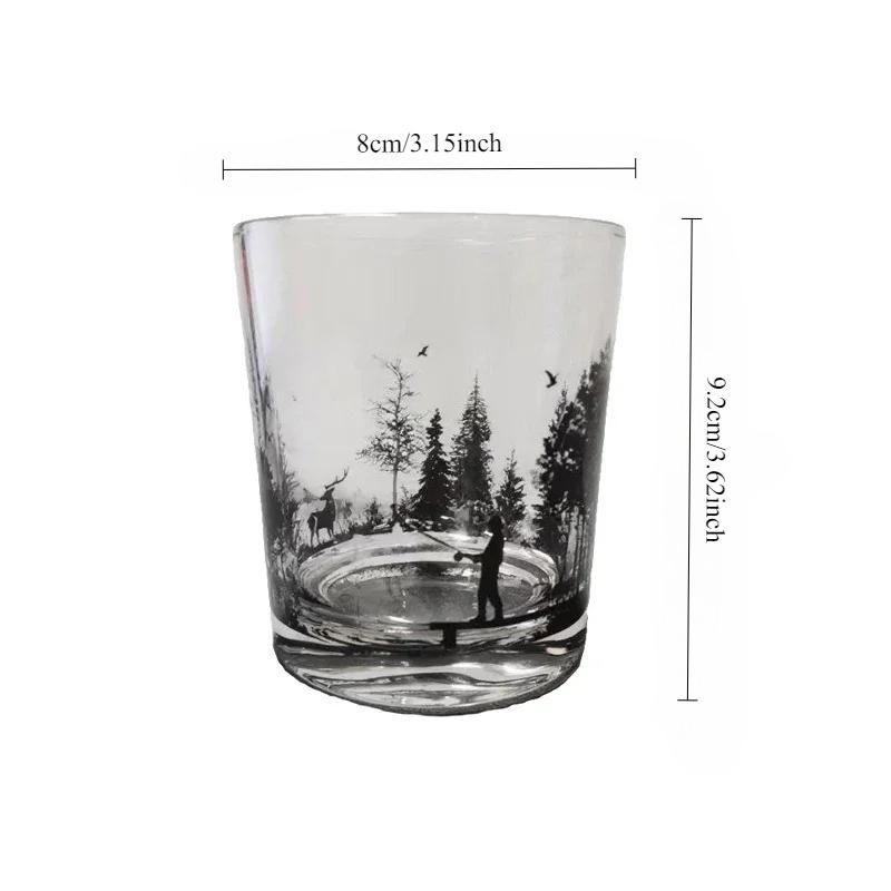 300ml Creative Whiskey Glass Black Silhouette Pattern Wine Glass Outdoor Picnic Water Bottle Cocktail Glass Coffee Wine Goblet 1pcs