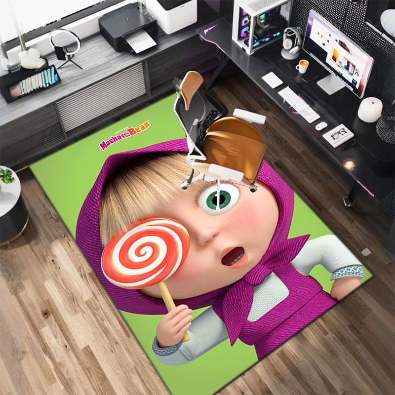 Russian animation Masha and the Bear Fairy Tale Cartoon Carpet Soft Home Living Room Bedroom Door Mat Outdoor Picnic Ground Mat rug T1