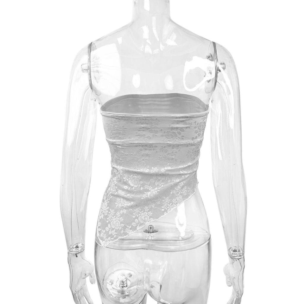 Spring/Summer 2026 Hot Selling Women's Asymmetrical Lace Spliced Bandeau Top