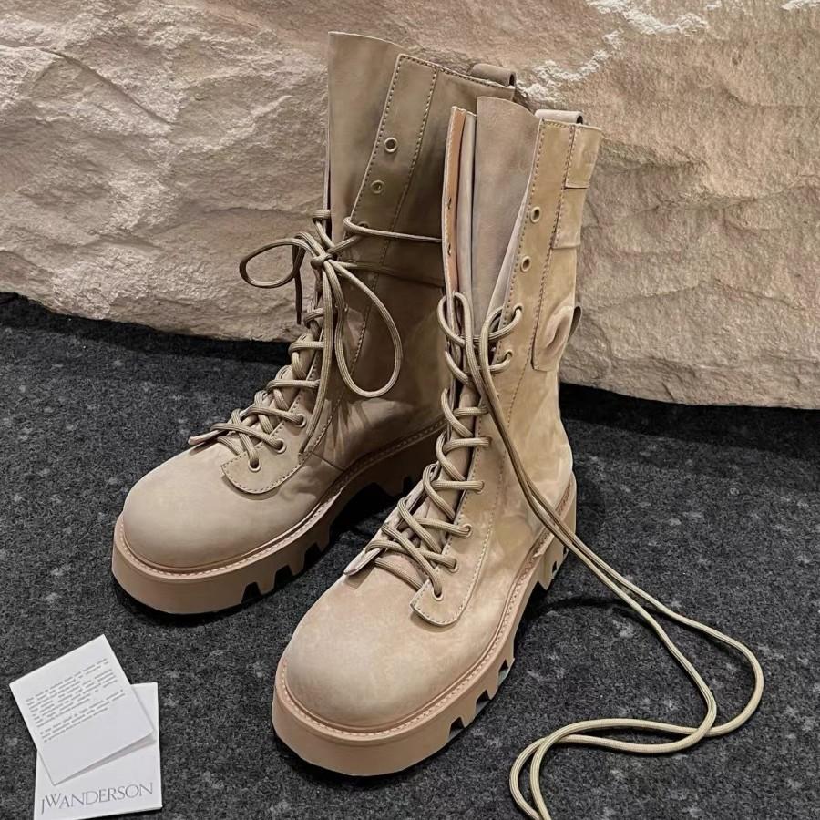 Zhao Ruth Martin Boots Women's New Thick-soled Heightening Short Locomotive Boots Lace-up Short Boots