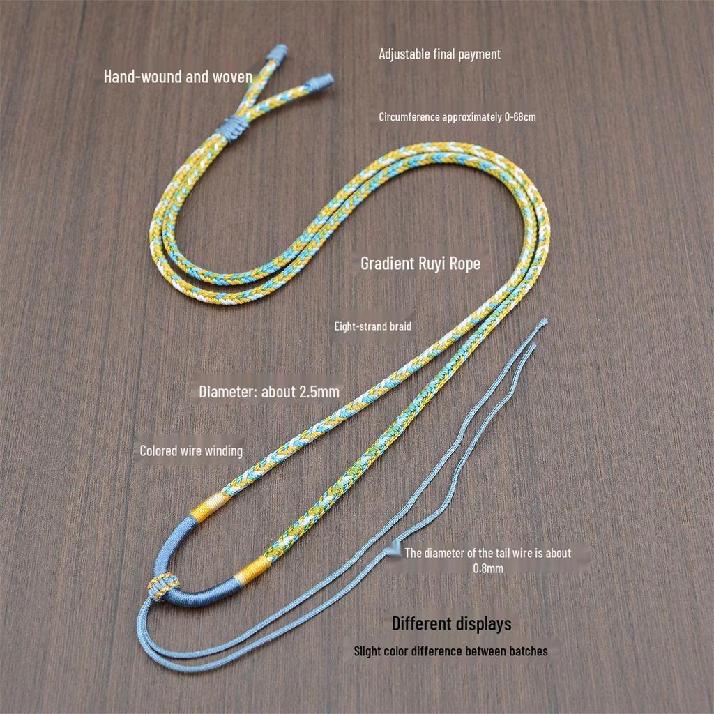 Hand-Woven Gradient Eight-Strand Necklace Cord for Jade and Agate Amulet Pendants