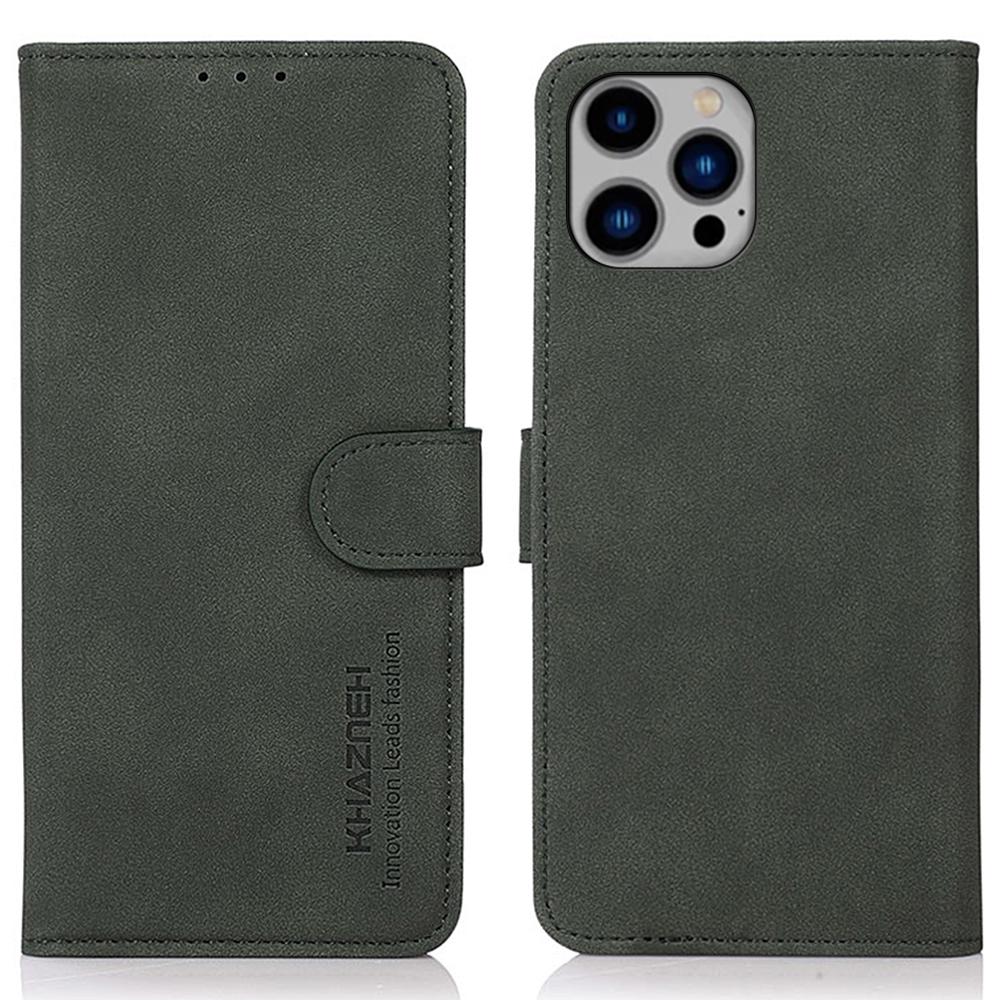 

KHAZNEH For iPhone 16 Pro Magnetic Case Texture Leather Soft Touch Mobile Phone Cover Green