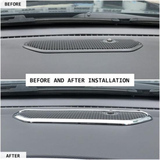 Triple Chrome Center Console Speaker Frame Trim Decor For Dodge Ram 1500 2018+