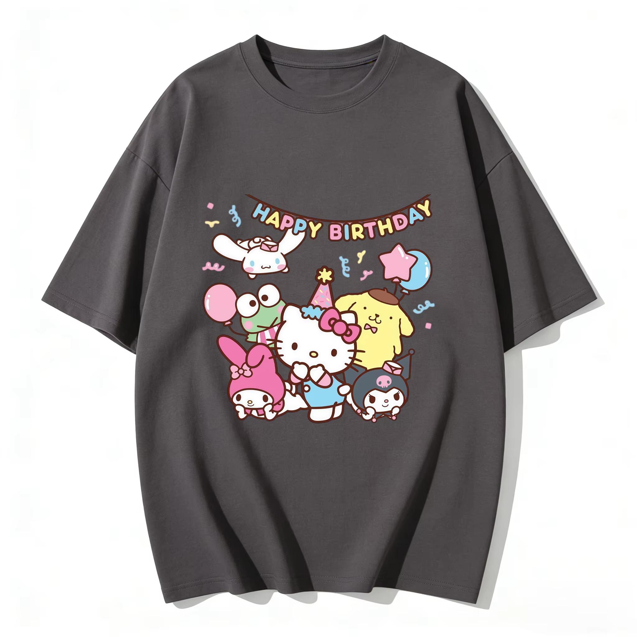 

2026 Highquality Trendy New Kuromi Cute Cartoon Print Tshirt Family Matching Outfits Casual Short Sleeve Tee for Women Unisex Kid S