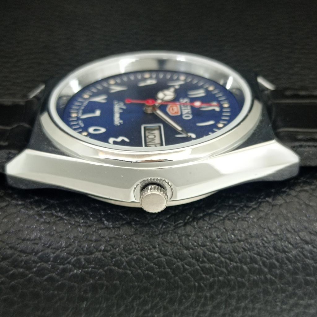 VINTAGE SEIKO 5 AUTOMATIC 6309A REFURBISHED JAPAN MENS BLUE DIAL WATCH a442582-1