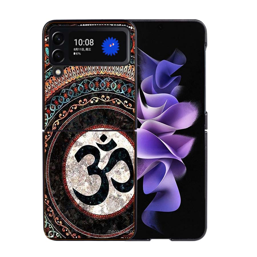 Om Symbol Meditation and Creativity Phone Case For Samsung Z Flip 7 6 5G Galaxy Z Flip4 Z Flip5 Z Flip3 Coque Black Hard PC Shel