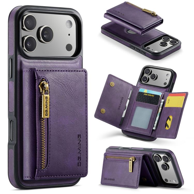 DG.MING M5 Series Zip RFID Multi Card Detachable Leather Phone Case