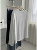Damen Plus Size Koreanischer Stil Henley-Kragen Langarm Baumwoll-T-Shirt, 240 Jin, Figurschmeichelnder Schnitt, Einfarbige Basis Schicht
