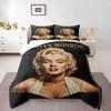 3 Piece Bedding Set with Duvet Cover and 2 Pillowcases - Marilyn Monroe Greatest Hit Record Cover Print - Gold Black Decor for Fans