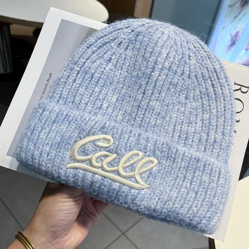 New Letter Embroidered Woolen Hat for Women In Autumn and Winter Trendy Brand Versatile Warm Student Couple Knitted Cold Hat
