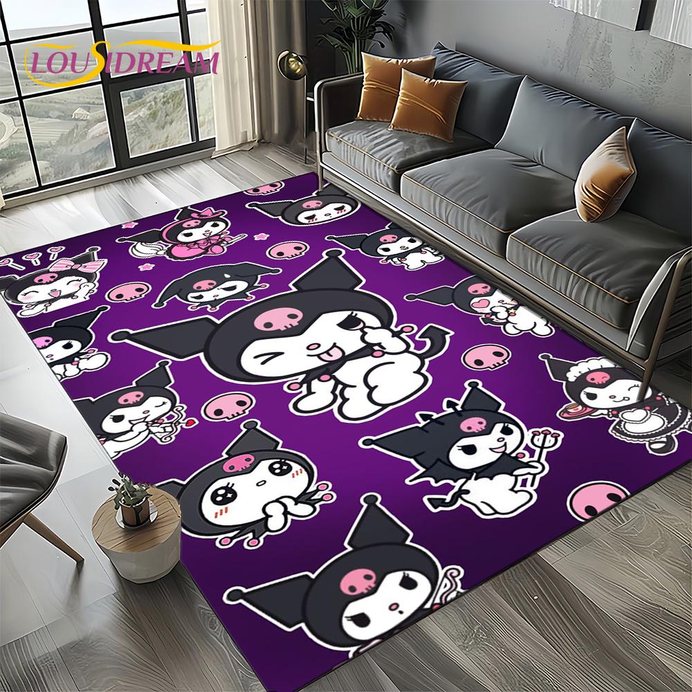 27 Style Cute Kuromi Cartoon Sanrio Carpet Rug for Bedroom Living Room Home Sofa Decoration,kids Large Decor Floor Mat Gift Girl