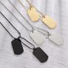 Men\'s Rectangular Double Dog Tag Stainless Steel Military Id Tag Pendant Titanium Steel Necklace Army Male Zircon