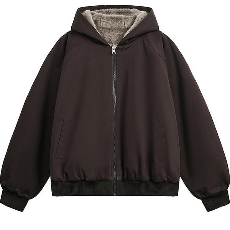 Unisex Reversible Hooded Puffer Jacket Winter Warm Thick Cotton Coat Men Women Teens
