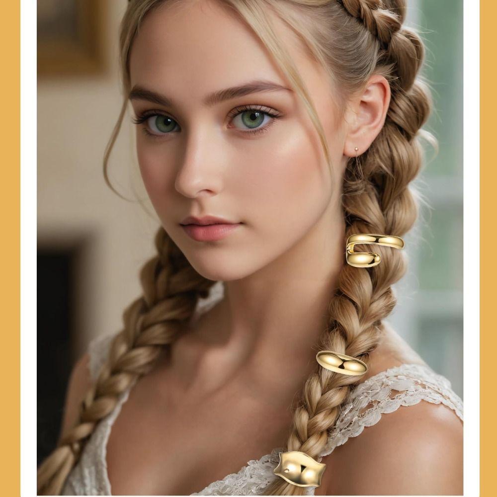3Pcs Gold Gold Hair Cuffs 1 Inch Long Hair Ponytail Hair Accessories Ponytail Cuff  for Women