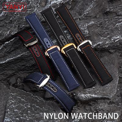 Omega Hamilton için Naylon Saat Kayışı Kanvas Dayanıklı Saat Kayışı 20mm 22mm rahat Deri Kayış alt katlanır toka