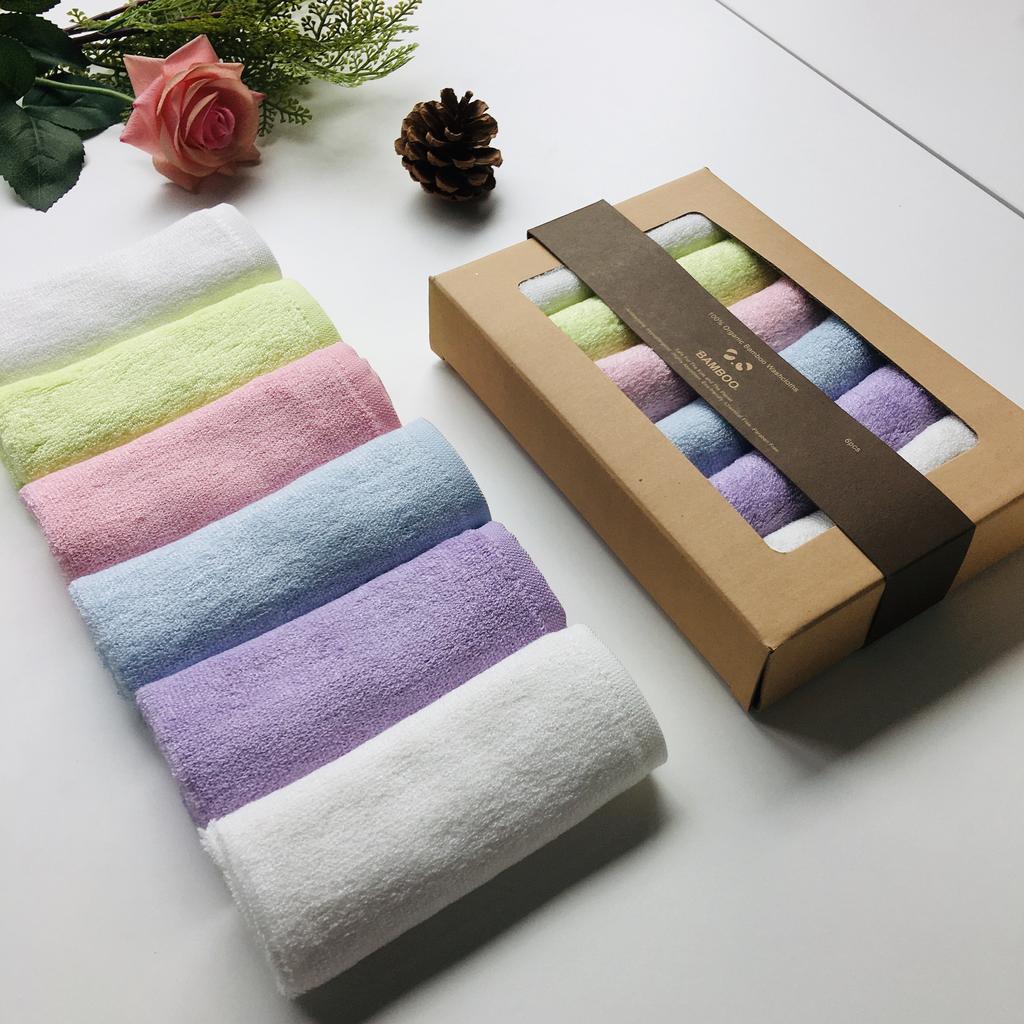 High Quality 6 Pack 100% Organic Bamboo Baby Face Washcloth Towel Set