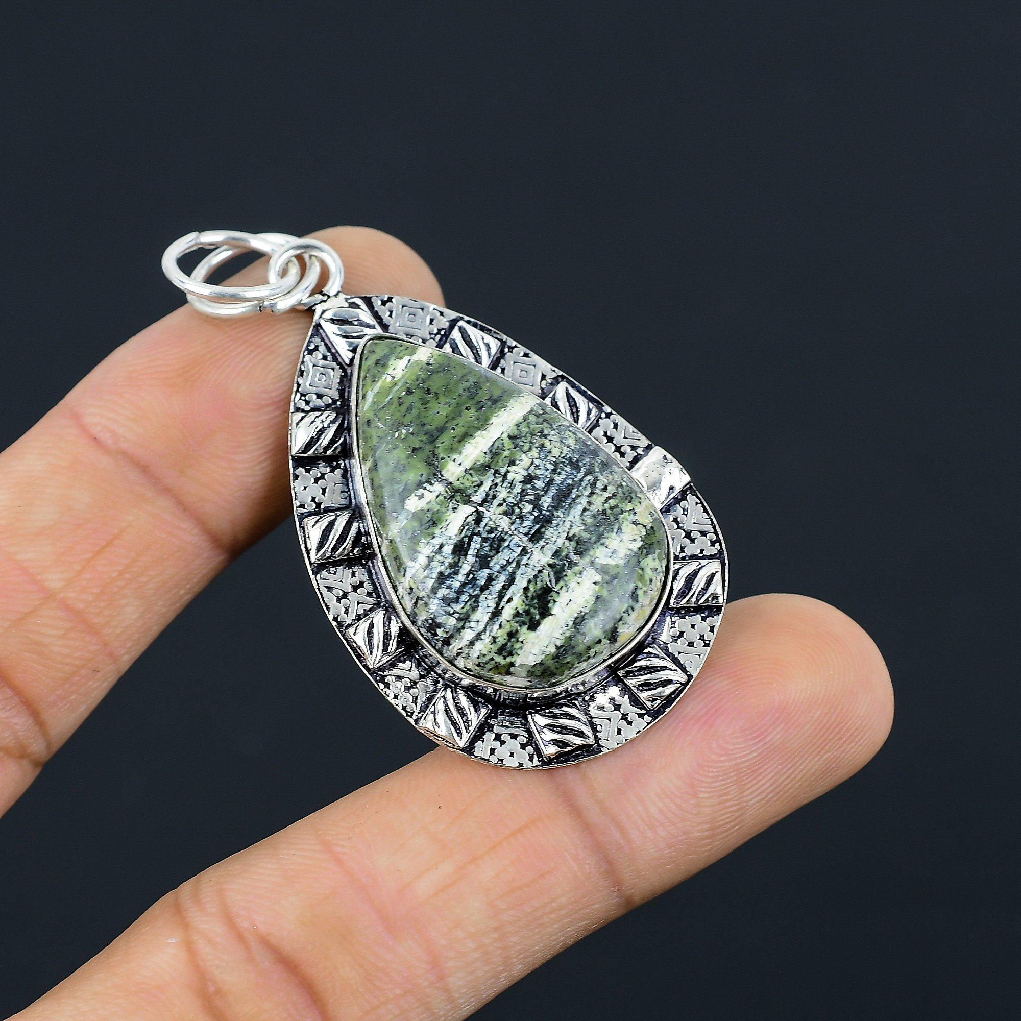 

Daughters Day Deal 925 Silver Natural Green Swiss Opal Bezel New Pendant Jewelry
