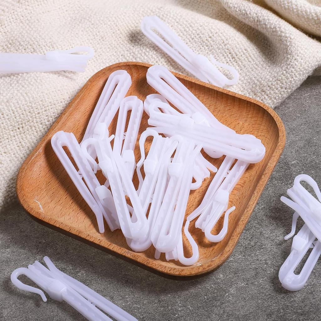 50 PCS Plastic Curtain Hooks Adjustable Pinch Pleat Ratchet System Pinch Pleat Curtain Hooks for Window Door Shower Curtain(75mm/2.95inch)