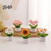 Hand Knitted Potted Plant Handmade Crochet Flower Decoration, Knit Artificial Sunflower Desktop Decor Decor, Gift for Women, Mom, Teacher, Friend,
